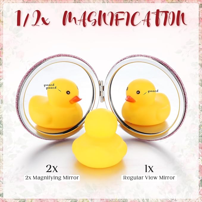 Thyle 24 Pcs Pink Inspirational Compact Mirror Gifts for Women Thank You for Being Awesome Travel Bling Pocket Mirror Bulk Double Sided for Mother's Day Employee Coworker Birthday Female Gifts