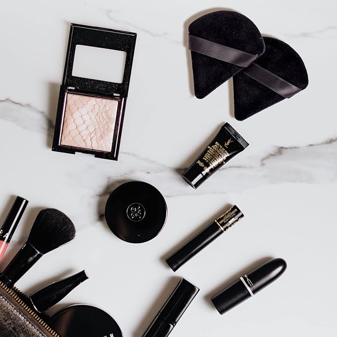 150 Pcs Powder Puff Face Soft Triangle Makeup Puff for Loose Powder Mineral Powder Body Powder Velour Cosmetic Foundation Wet Dry Sponge Makeup Tools (Black)