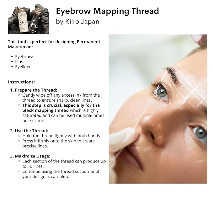 2PK White Premium brow mapping string, Effortless eyebrow mapping. The perfect PMU Supplies and Microblading Supplies for your eyebrow measuring tool kit. 229.6FT per 2 pack! (2 Pack White)