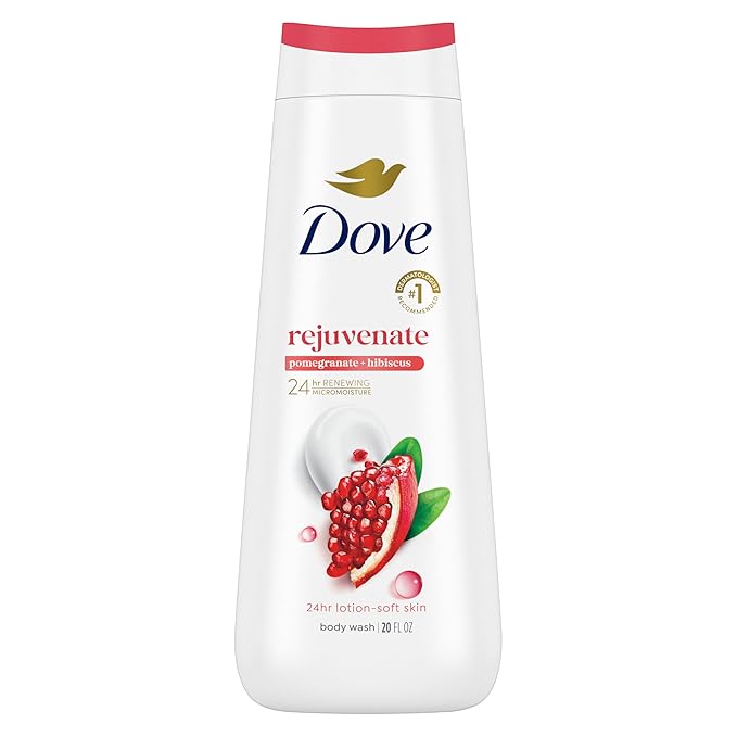 Dove Body Wash Rejuvenate Pomegranate & Hibiscus for 24hr Lotion-Soft Skin Moisturizing Skin Cleanser with No Sulfates No Parabens 20 oz