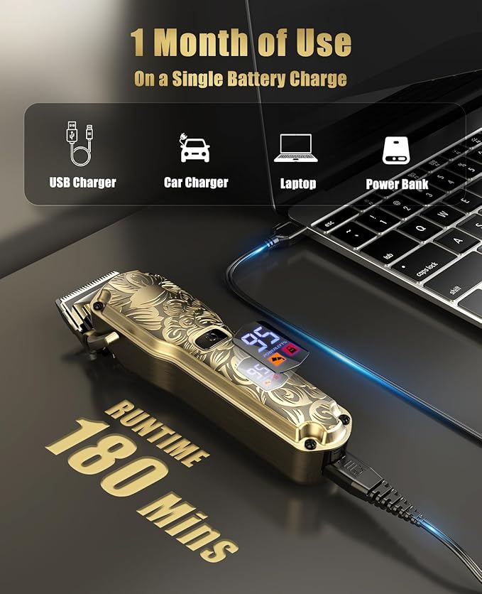 Jack & Rose Cordless Hair Clippers, Mens Hair Clippers, Wireless Clippers for Men, Barber kit Professional Clippers for Men