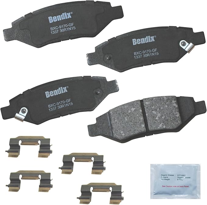 Bendix Priority1 CFC1337 Ceramic Rear Brake Pads for Cadillac CTS 2014-2008, SRX 2016-2010, Chevrolet Camaro 2015-2010, Saab 9-4X 2011