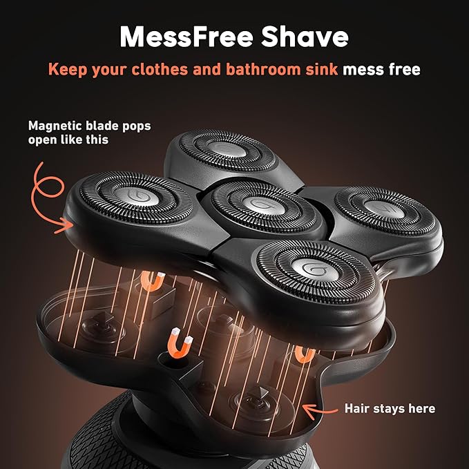 Groomie BaldiePro Cordless Bald Head Shavers for Men, Blade Refill 2.0 - Waterproof Head Shavers Replacement Head - Electric Hair Shaver & Head Razor for Bald Men, Men's Rotary Shaver for Smooth Shave