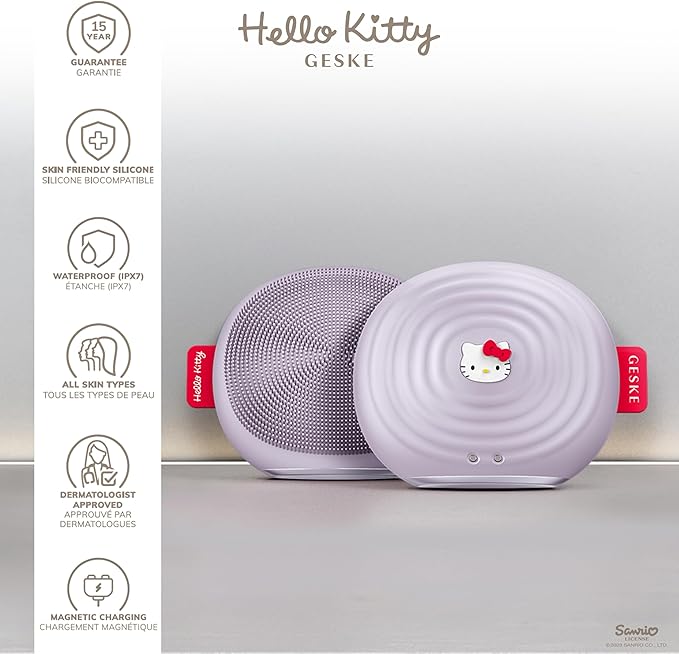 x Hello Kitty SmartAppGuided Sonic Facial Brush | 4 in 1 Electric Cleansing Brush | Daily Skincare Routine | Facial Massager