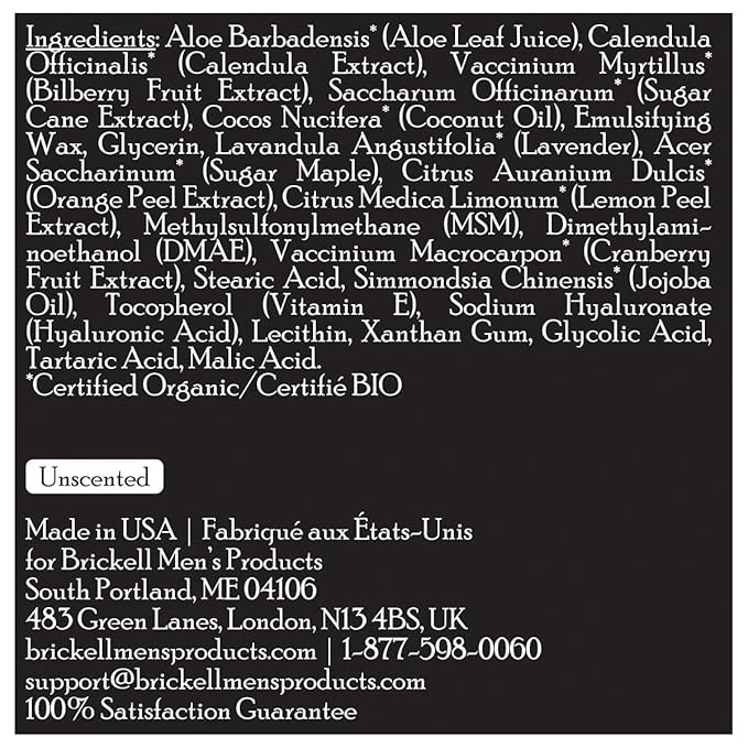 Brickell Men's Instant Relief Aftershave for Men, Natural and Organic Soothing After Shave Balm to Prevent Razor Burn 2 Ounce, Unscented