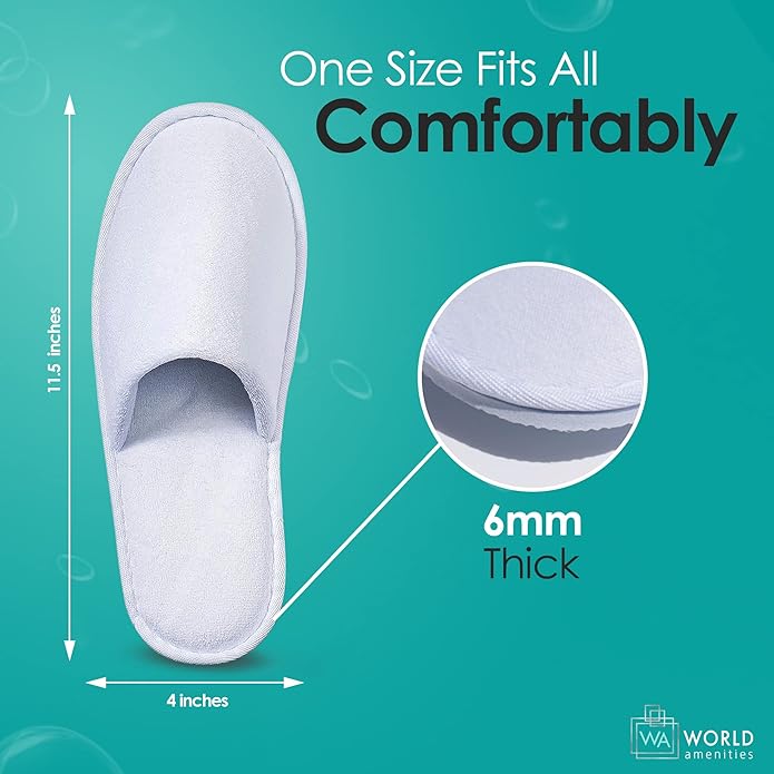 | Premium Spa Slippers Bulk Unisex | Closed Toe, Individually Wrapped | Hotel Slippers