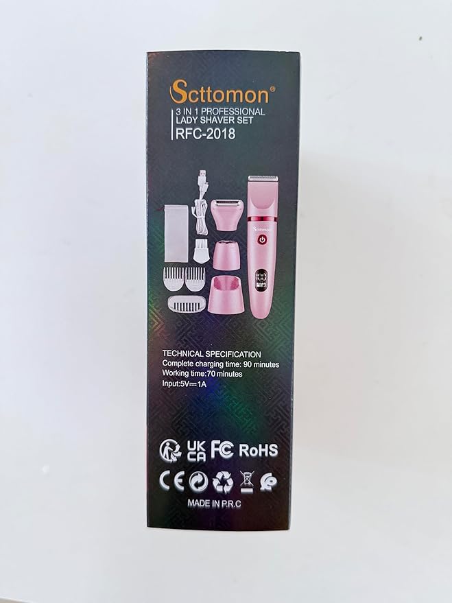 3-in-1 Electric Razor IPX7 Waterproof Bikini Trimmer Wet & Dry Use Painless Personal Trimmer Groomer for Ladies Face Body Legs Bikini Public Hairs Electric Lady Shaver with Replaceable Heads