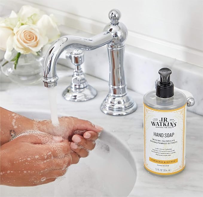 J. R. Watkins Moisturizing Gel Hand Soap, Turmeric & Citron, Plant-Based Ingredients, 12 oz Pump