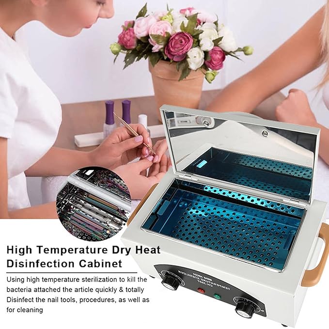 High Temperature Metal Cleaning Box,Misforu 2L Dry Heat Cabinet High Temp with Stainless Tray Timer and Handle for Spa Hot Towel Barber Shops Salon Hairdressing Tool Earrings 300W 110V (With Bag)
