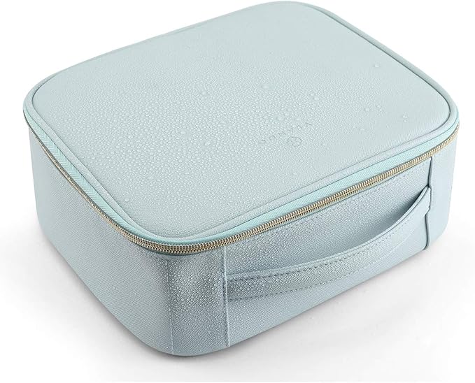 Vlando Travel Cosmetic Make-up Bag Storage Case, Multi-compartment with Dividers for Cosmetics Makeup Brushes Toiletry Jewelry Accessories, Blue