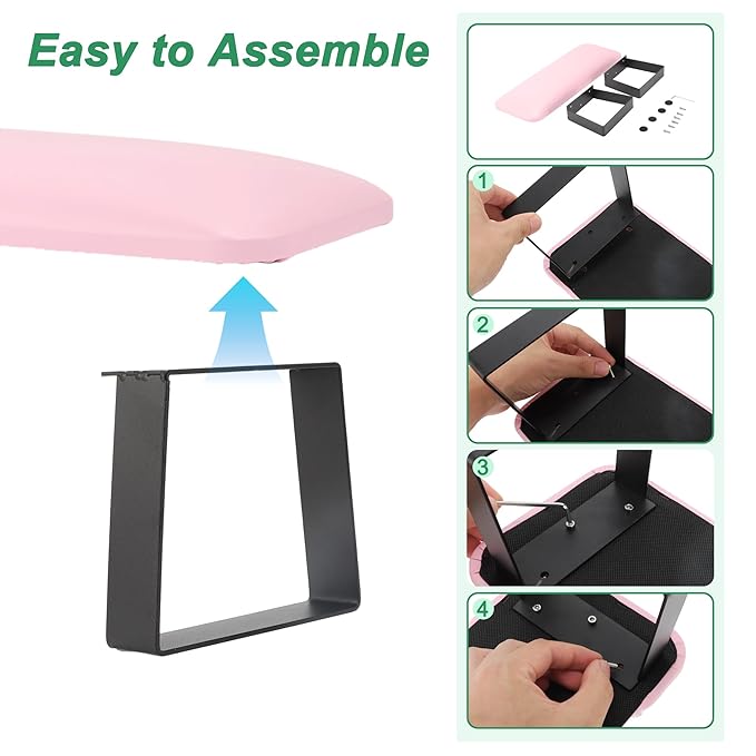 VOCOSTE Arm Rest for Nails Tech, Non-Slip Nail Arm Rest, Manicure Hand Rest with Detachable Brackets, Hand Rest for Nails Tech, Nail Hand Rest, Pink