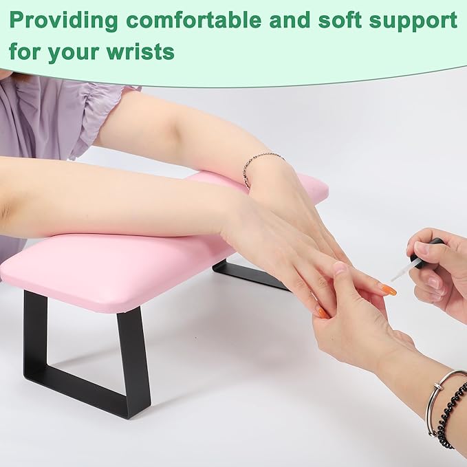 VOCOSTE Arm Rest for Nails Tech, Non-Slip Nail Arm Rest, Manicure Hand Rest with Detachable Brackets, Hand Rest for Nails Tech, Nail Hand Rest, Pink