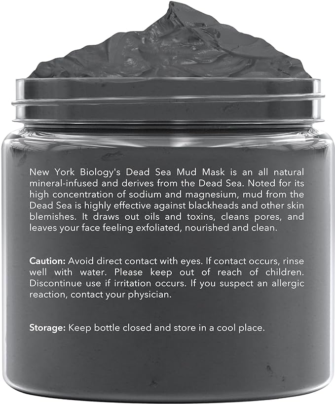New York Biology Dead Sea Mud Mask for Face and Body Infused with Lavender - Spa Quality Pore Reducer for Acne, Blackheads and Oily Skin - Tightens Skin for A Healthier Complexion - 8.8 oz