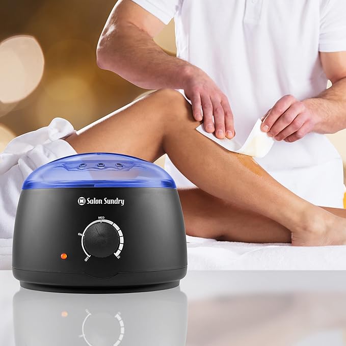 Salon Sundry Portable Electric Hot Wax Warmer Machine for Hair Removal - Black with Blue Lid
