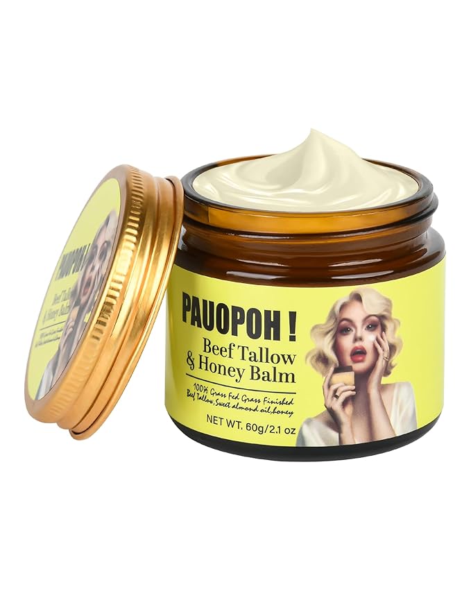 Beef Tallow for Skin - Whipped Tallow Balm with Manuka Honey, Handmade Moisturizer for Sensitive Skin (Unscented)