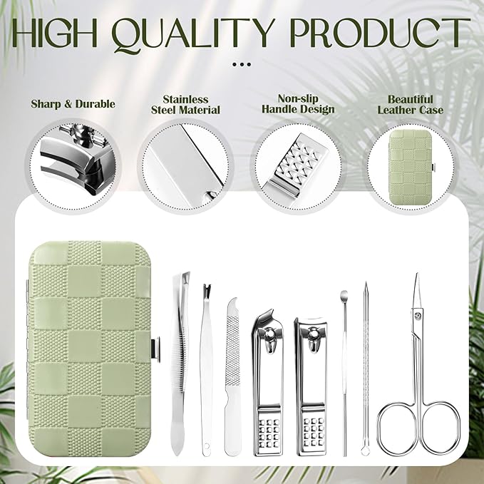 24 Sets Manicure Bulk Mothers Day Gifts Professional Nail Care Kit Nail Clippers Kit 8 in 1 Stainless Steel Pedicure Set with Travel Case Portable Grooming Kits for Men Women Friends(Fresh)