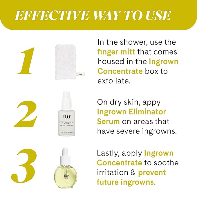 Fur Ingrown Eliminator Serum: Post Hair Removal Care and Ingrown Hair Treatment - 1.1 FL OZ