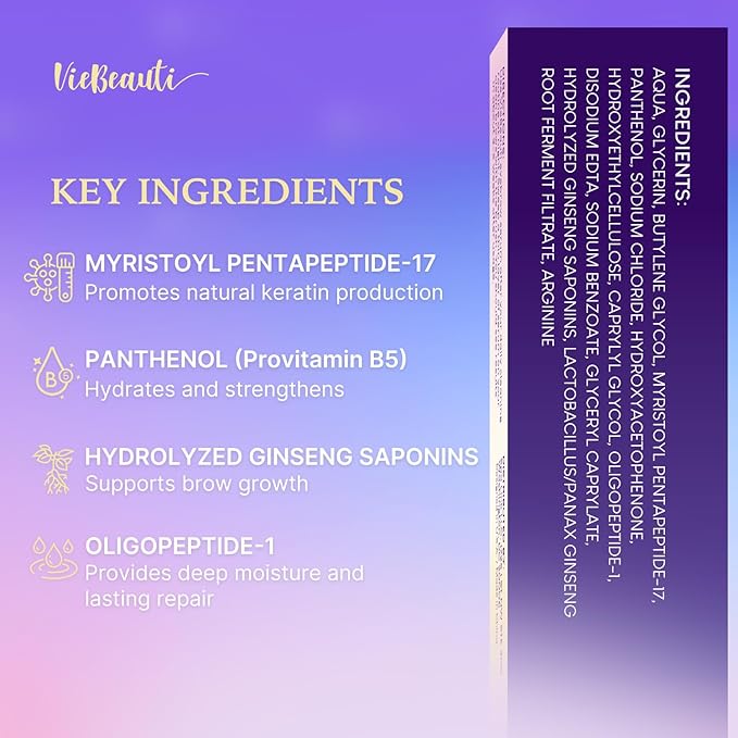 VieBeauti Premium Eyelash Growth Serum: Lash Enhancing Serum with Advanced Formula to Boost Longer Fuller and Thicker Looking Lashes - Vegan & Cruelty-Free for Sensitive Eyes 3mL 3-Month Supply