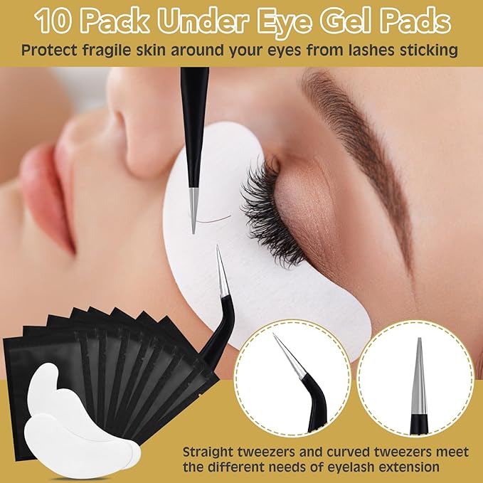 Eyelash Extension Kit for Beginners, Lash Extension Kit Professional with Lash Mannequin Head, Lash Beginner Starter Kit with Lash Fan, Extension Glue and Eyelash Remover for Lash Training