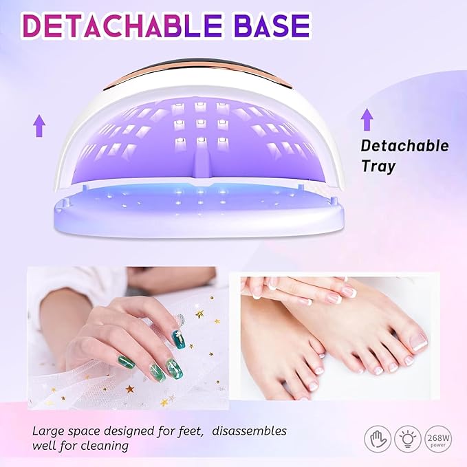 Wisdompark 268W UV LED Nail Lamp, Nail Dryer for Gel Polish, 4 Timers Curing Lamp Professional Nail Light, 66Pcs Uv Beads and Automatic Sensor