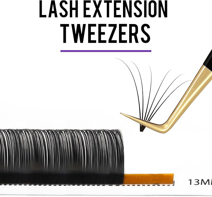 Fiber Tip Lash Tweezers For Eyelash Extension 4 Pcs Tweezers Professional Artist Tech Work Kit Tools,Best Volume Eyelash Lashes Extensions Precision Supplies Boot Volume 90 45 Degree(Black)