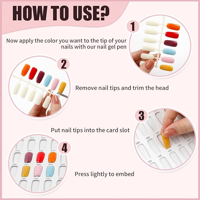 308 Colors Nail Swatches Book with 480 Nail Tips Nail Colors Book Professional Nail Display Chart Nail Gel Polish Practice Display Card Book for Nail Polish UV Gel,Nails Art Design