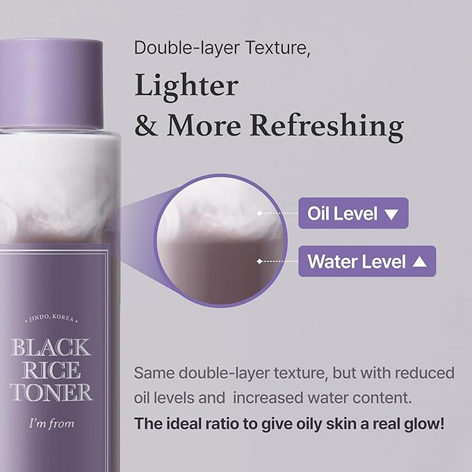 I'm from Black Rice Toner for Oily Skin, Lightweight, Niacinamide, Panthenol, Glass Skin, Fragrance Free, Korean Skin Care, 150ml, 5.07 fl.oz