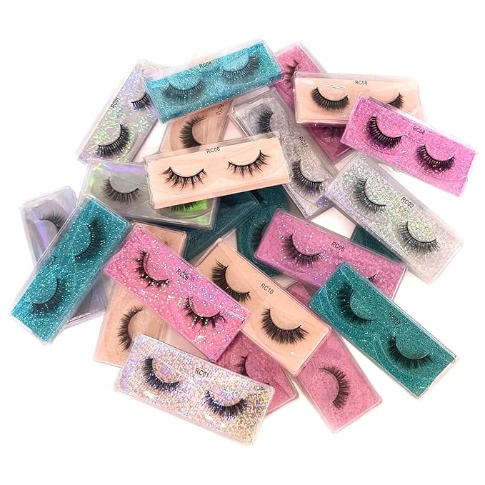 10 Pairs False Eyelashes Natural, Wholesale 5D Fuffy Volume Lashes, Faux Mink Eyelash Bulk with Portable Boxes