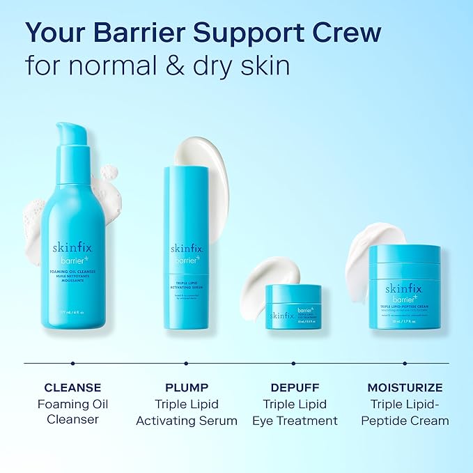 Skinfix Barrier+ Triple Lipid-Peptide Cream: Enriched with Lipids, Peptides, Hyaluronic Acid, and Shea Butter for Brightening, Firming, and Plumping, 1.7 oz