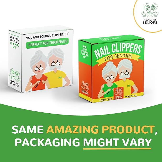 Finger & Toe Nail Clippers for Thick Nails for Seniors - 4-Piece Heavy Duty Toenail Clippers for Seniors - Professional Wide Trimmers for Diabetic People - Complete Kit with Storage Bag