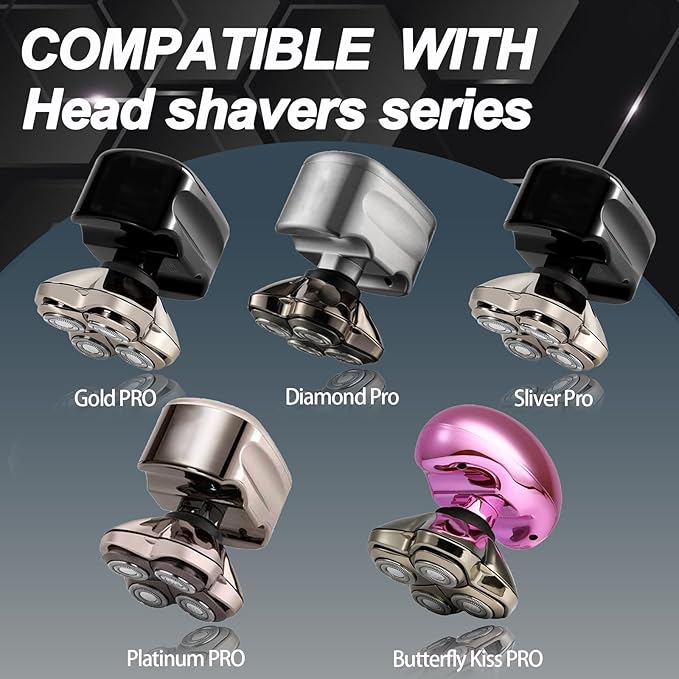 3Pack Pro 4 Shaver Replacement Heads for Pitbulls Gold PRO, Silver PRO, Platinum PRO, Butterfly Kiss PRO Head Shavers, Floating 4 Heads for a Fast, Close and Smooth Shave.