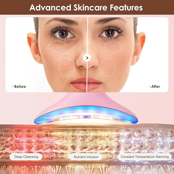 Facial and Neck Massager for Face, Neck - Skin Lifting & Firming - Wrinkle & Dark Circle Reducer - at Home Skin Care Face Sculpting Tool and Neck Massager-Pink