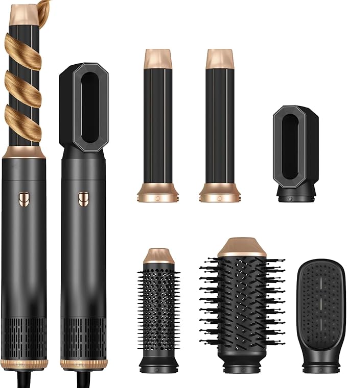 6 in 1 Hair Dryer Brush, Blow Dryer Brush Ionic Hair Dryer, Oval Hot Air Brush, Hair Curler Hair Straightener Magic Styler Autowrap Air Styler