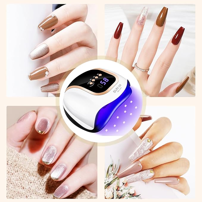 Wisdompark 268W UV LED Nail Lamp, Nail Dryer for Gel Polish, 4 Timers Curing Lamp Professional Nail Light, 66Pcs Uv Beads and Automatic Sensor
