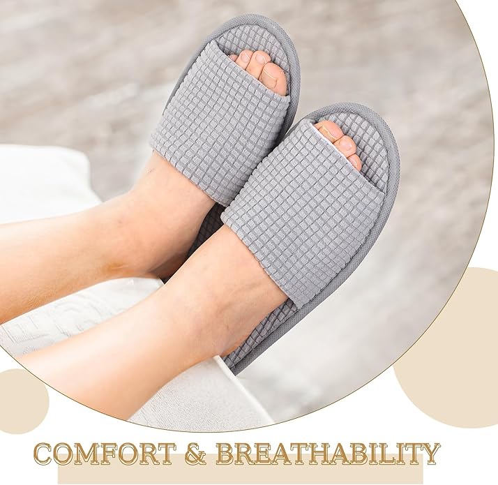 12 Pairs Disposable Slippers for Guests Open Toe Spa Slippers Bulk Disposable Sandals Soft Fleece for Man Women Spa Hotel Wedding Shoeless Home