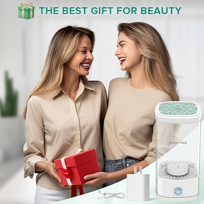 Electric Makeup Brush Cleaner, Multi-Functional Cosmetic Brush Cleaner, Portable Automatic Makeup Brush Cleaning Solution With Dryer-Holder, Charger, USB-C cable, Beauty Gift for Women