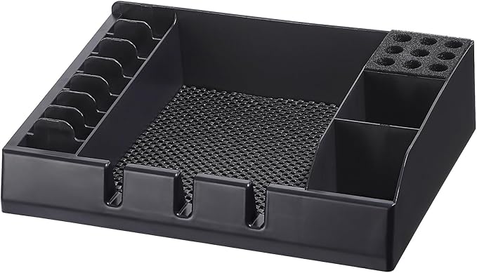 Barber Station Organizer Tray, Barber Clipper Organizer for Trimmers, Razors, Scissors, Combs & Brushes, Multi-Compartments Barbershop Salon Countertop Tray for Hairdressing Tool, Non-slip Mat