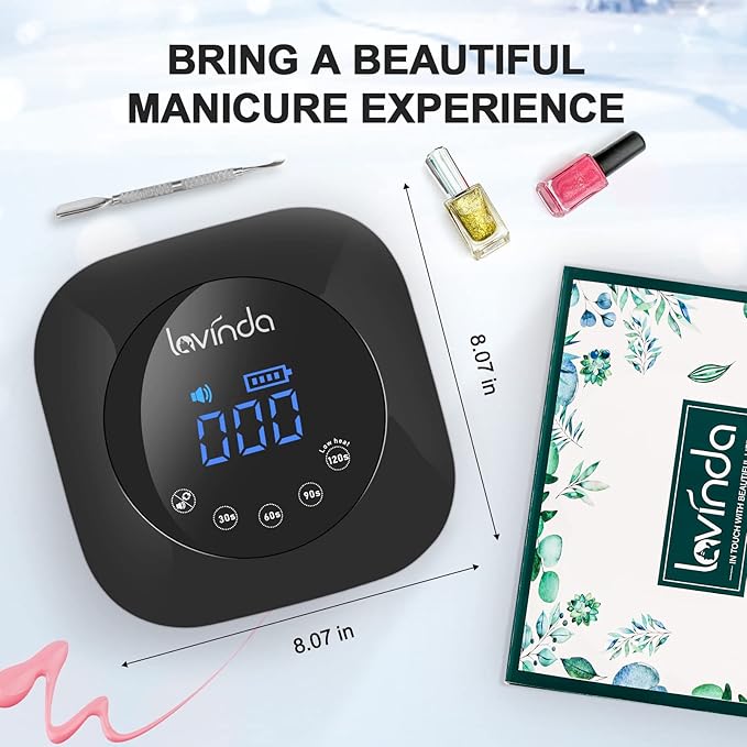Lavinda Professional Nail Drill Machine, Electric Nail Drill Kit for Acrylic Gel Nails & UV Nail Lamp 54W Rechargeable Nail Dryer