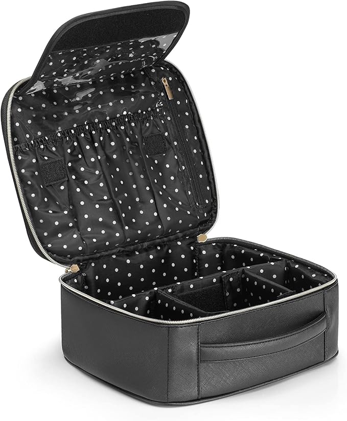 Vlando Toiletry Bag, Large Wash Bag, Travel Cosmetic Make-up Bag, Multi-compartment with Dividers for Cosmetics Makeup Brushes Toiletry Jewelry Accessories, Black