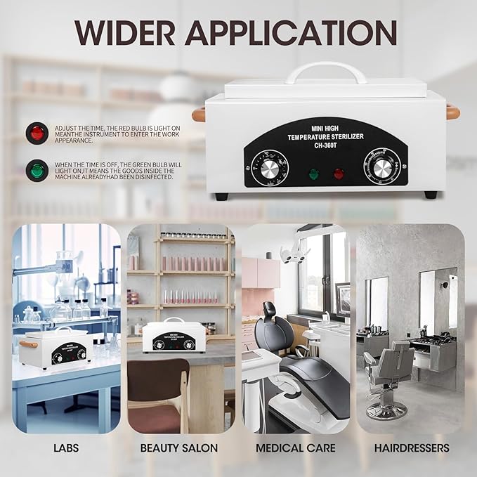 Autoclave Cleaner Machine 2L 110V/300W High Temperature Metal Cleaning Machine Box with Adjustable Temperature & Time Professional Dry Heat Cabinet Nail Tool Cleaner for Lab Home Salon