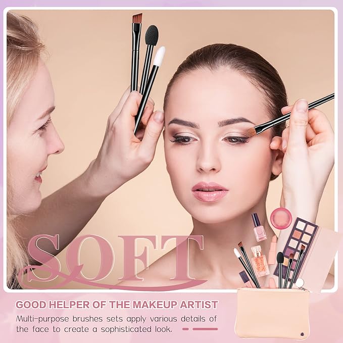 250 Pieces Disposable Eyebrow Brushes Makeup Brush Set, 100PCS Angled/Round Eyebrow Brushes 50PCS Double-End Eyeshadow Brushes, 100PCS Lip Brushes for Women Girls Salon Beauty Cosmetic Make up Tool