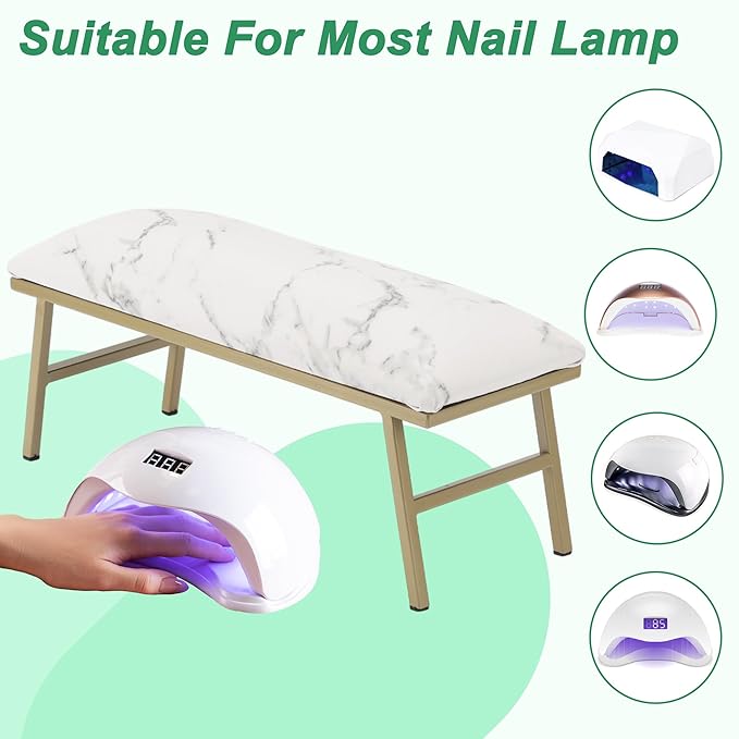 VOCOSTE 1 Set Arm Rest for Nails Tech, Non-Slip Nail Arm Rest, Manicure Hand Rest with Nail Table Mat, Hand Rest for Nails Tech, Nail Hand Rest, White Marble