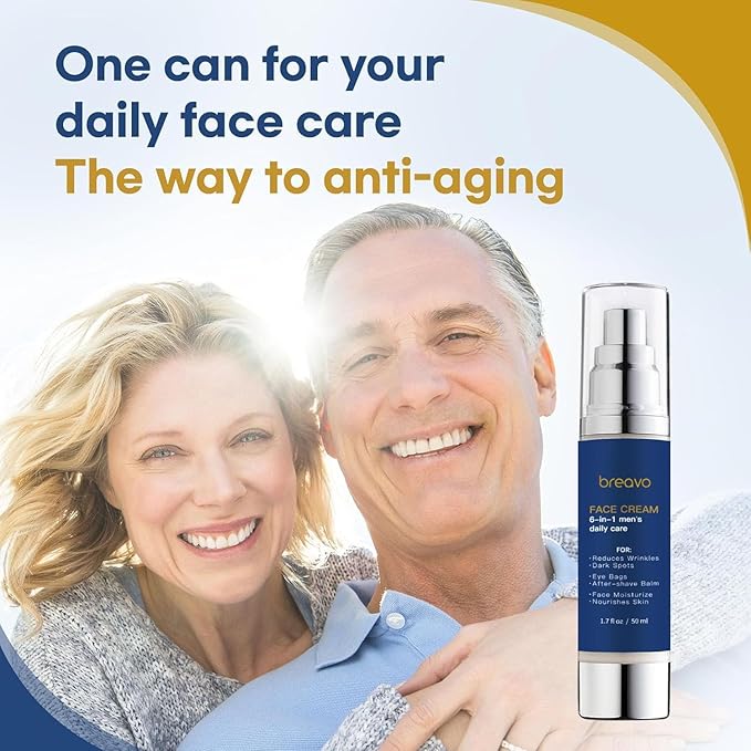 6 in 1 Face Cream for Men: 6 in 1 Mens Face Moisturizer, Mens Face Cream Anti Aging - Eye Bags Treatment & Wrinkle Cream for Men 1.7 oz
