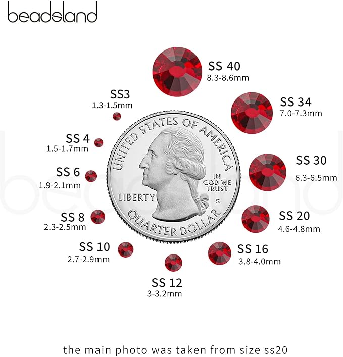 Beadsland Hotfix Rhinestones Bulk, 14400PCS Crystal Hot Fix Rhinestones for Crafts Clothes DIY Decoration, Siam, SS10, 2.7-2.9mm