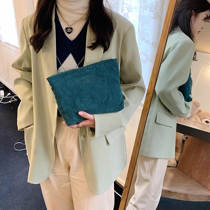 9-Piece 10x7 Corduroy Cosmetic Organizer Set - Zippered Travel Toiletry Bags with Aesthetic Design, Large Capacity Makeup Storage for Women (9 Colors)