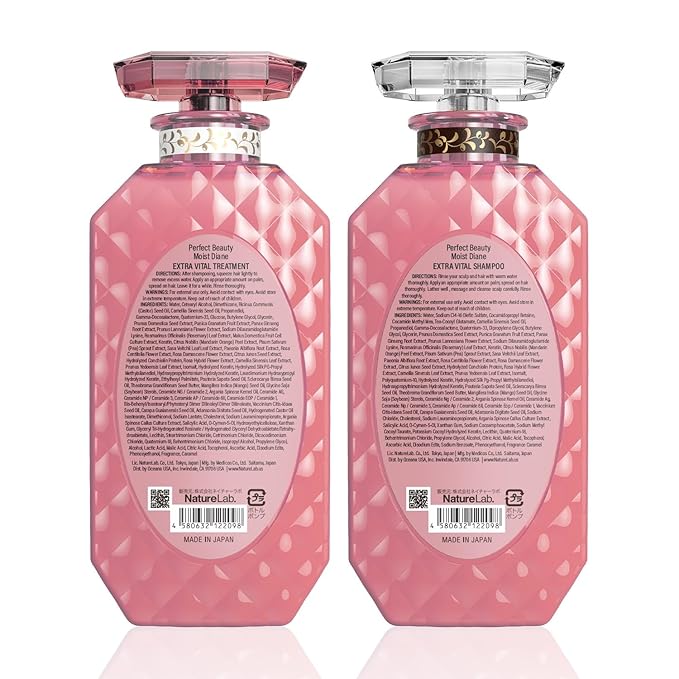 Moist Diane Keratin Shampoo and Conditioner Set for Damaged & Fine Hair Women & Men, Organic Hair Care with Argan Oil & Pure Keratin from Japan, Sulfate & Silicone Free, EXTRA VITAL, 30.4 Fl Oz