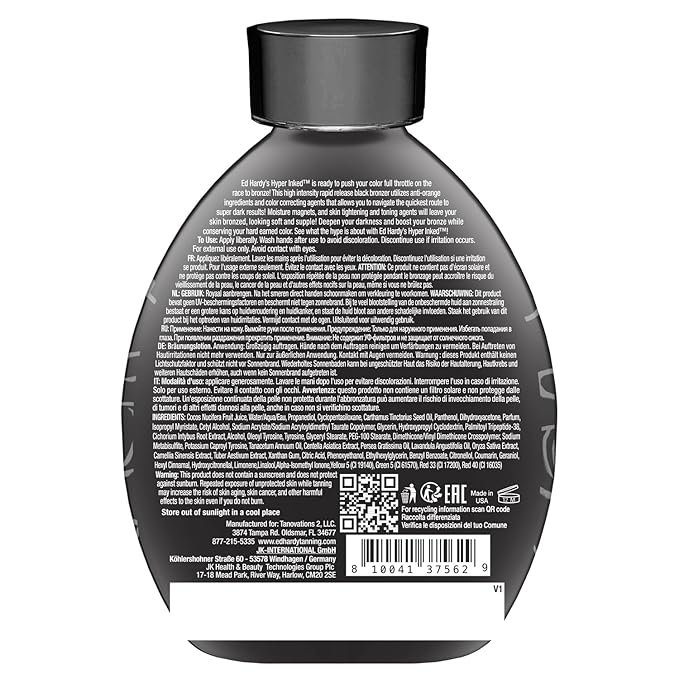 Ed Hardy Tanning Hyper Inked - High Intensity Color Correcting Skin Firming Anti-Aging Black Bronzer Dark Tanning Lotion