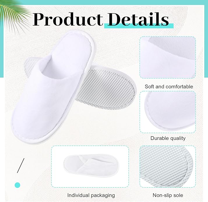 12 Pairs Kids Disposable Slippers for Guests Closed Toe Non Slip Spa Slippers Bulk Soft House Slippers Winter Warm Flip Flops for Boys Girls Travel Hotel Party Indoor Outdoor