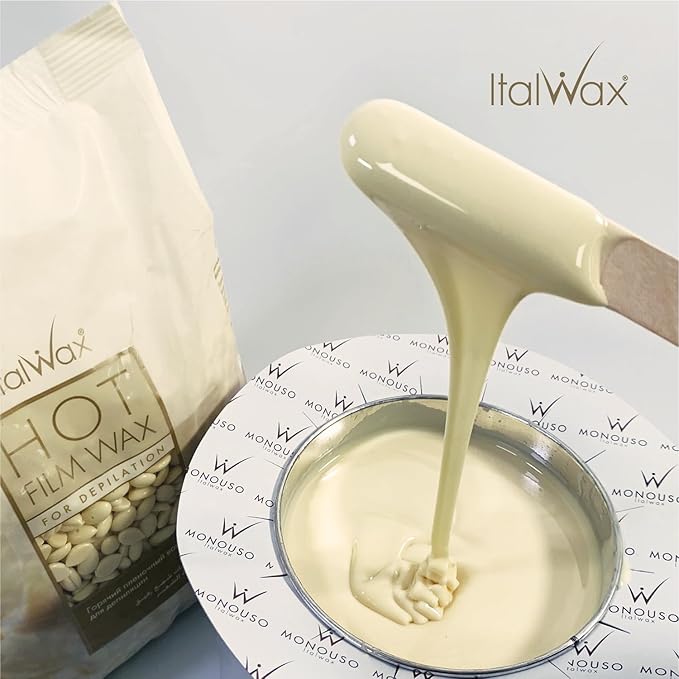 Italwax White Chocolate - 500g / 1.1lb - Hard wax beads for hair removal - Natural formulation ideal for all skin type - Vanilla aroma - Recommended for Bikini Area and Armpits