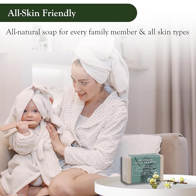 Adirondack Fragrance & Flavor Farm ADK Natural Goat Milk Soap Bar 4 oz., Handmade Organic Olive Oil Soap, Vegan Antioxidant Body Soap for Moisturizing Men, Women & Babies with Dry and Sensitive Skin